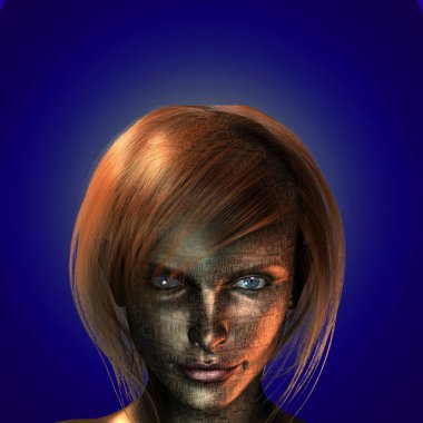 Yüzünde işaretler olan kadın. 