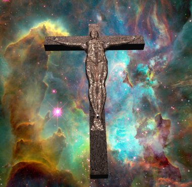 İnsan silueti ile soyut renkli arkaplan 