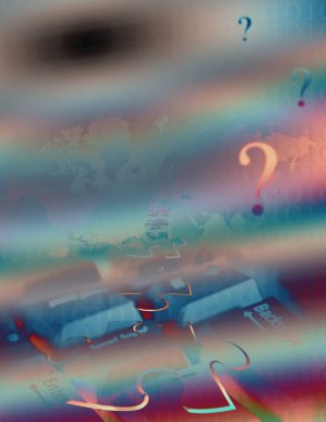 Gökyüzünün arka planında soru işaretleri