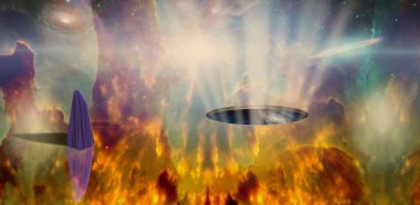 Uzayda kumaşın altında gizemli bir figür. 3d oluşturma.