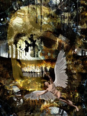 Çok farklı şekillere sahip soyut bir arkaplan 