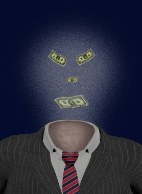 Para adamı. Gerçeküstü kompozisyon. 3d oluşturma.