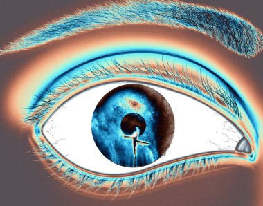 eye lens reflection with green glitter