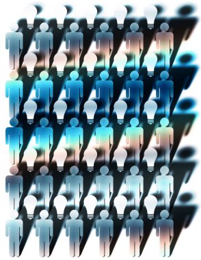 insan siluetleri ile parlak arkaplan 