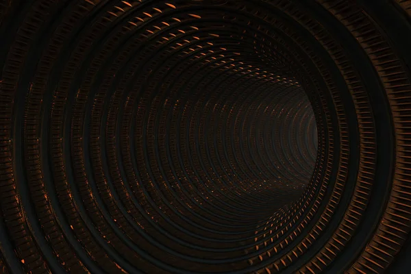Abstraktní Kovový Tunel Vykreslování — Stock fotografie