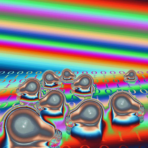 전구와 이진법 코드입니다 렌더링 — 스톡 사진