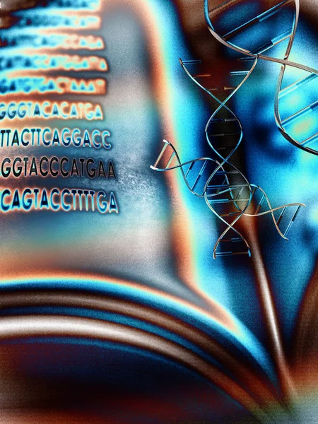 Sfondo Luminoso Con Dna Libro Spazio Testo — Foto Stock