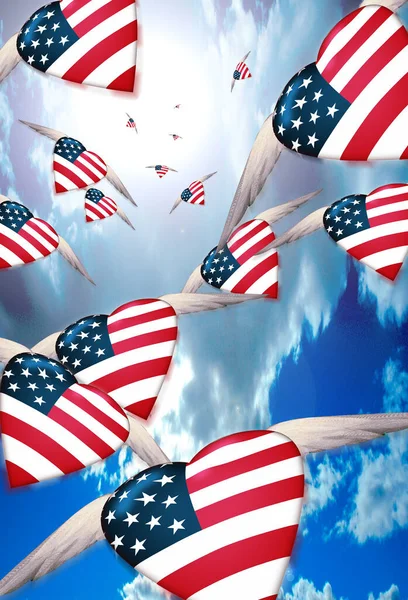 Abstract Colorful Background Hearts American Flag — Fotografia de Stock