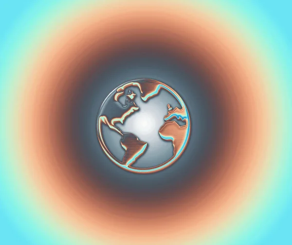 Globo Mundial Planeta Terra Sol Lua Azul Verde Arco Íris — Fotografia de Stock