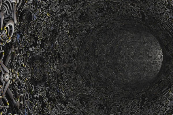 Abstraktní Tunel Kaleidoskopickými Vzory Stěně — Stock fotografie