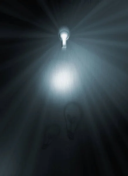 Abstract Thoughts Art Wallpaper Man Light Bulb Idea — Stockfoto