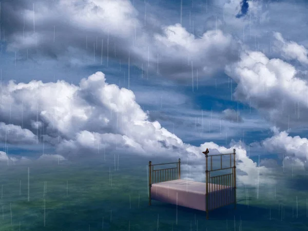 Yağmurun Altında Uyu Ben Gerçeküstü Bir Manzarada — Stok fotoğraf