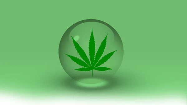 Marijuana Leaf Bubble Rendering — Stock Photo, Image