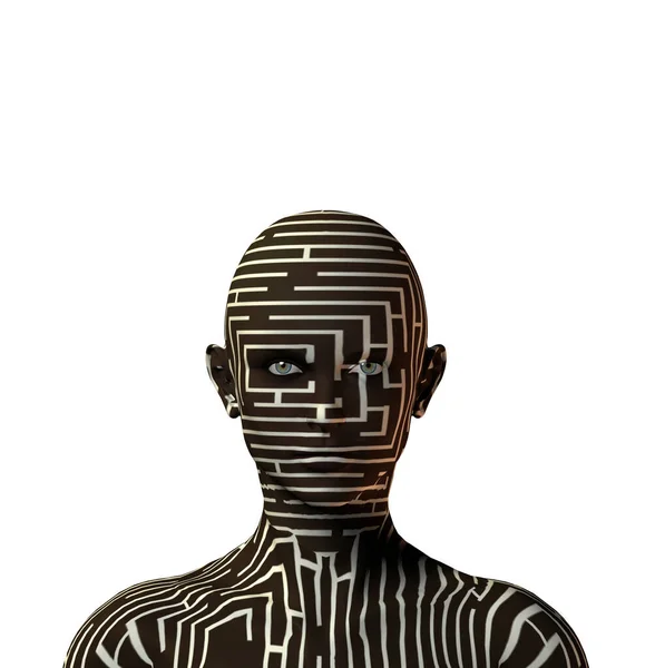 Абстрактна Яскрава Концептуальна Ілюстрація Людської Голови Лабіринтом — стокове фото