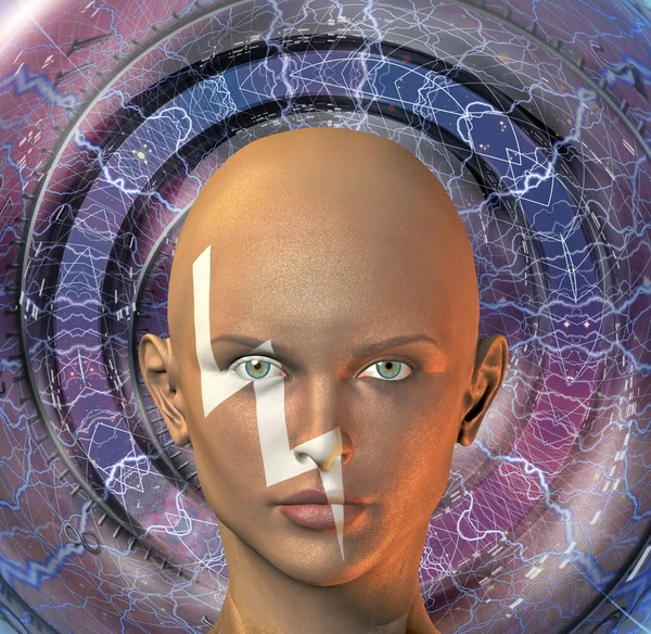 Render Human Face Mandala Reduced Size — Stock Photo, Image