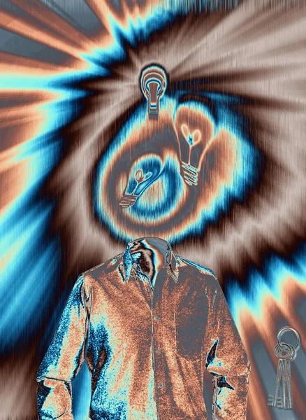 Abstract Thoughts Art Wallpaper Man Light Bulb Idea — Φωτογραφία Αρχείου