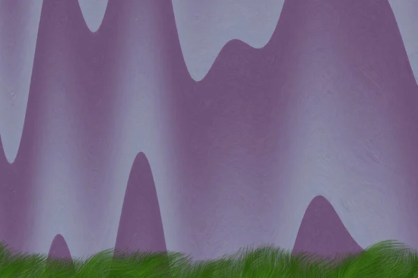 抽象的な山と草 3Dレンダリング — ストック写真