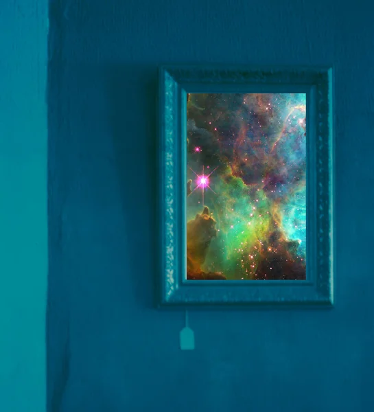 House Window Nebula Galaxy View — Stockfoto