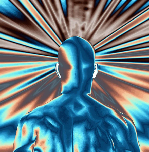 Abstract Background Human Face Rendering Bald Man Face Away — Zdjęcie stockowe