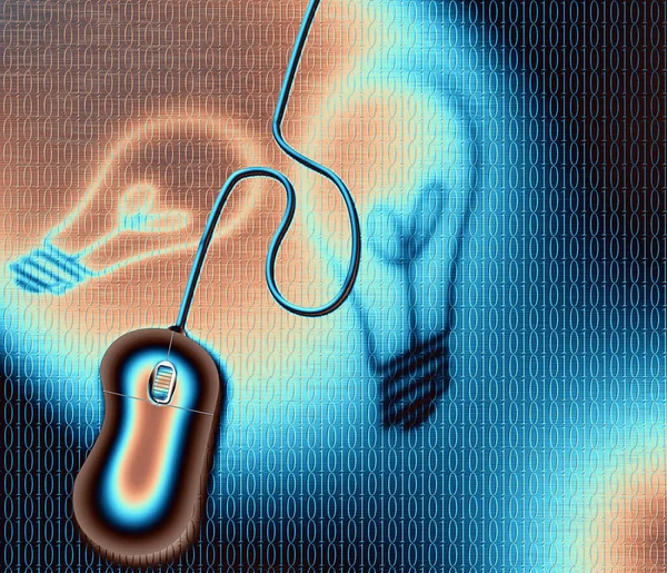 Computer Mouse Light Bulb Background — Stockfoto