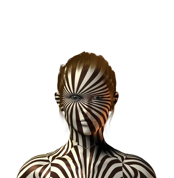 Surreal Modern Art Render Female Face — стоковое фото
