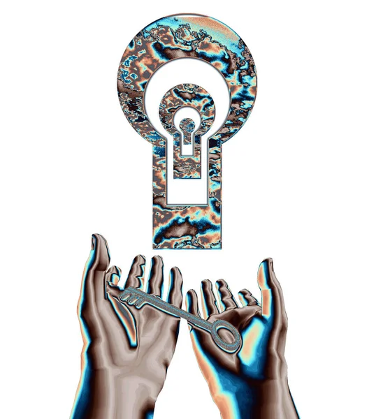 Conceptual Illustration Hands Lock Humanity Rule World Concept — Foto Stock