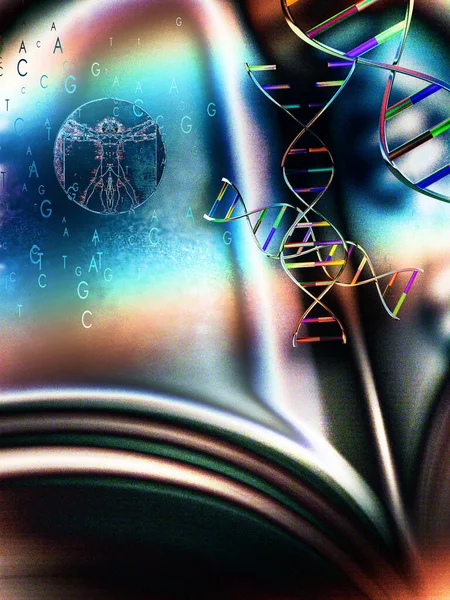 Heldere Achtergrond Met Dna Boek Ruimte Voor Tekst — Stockfoto