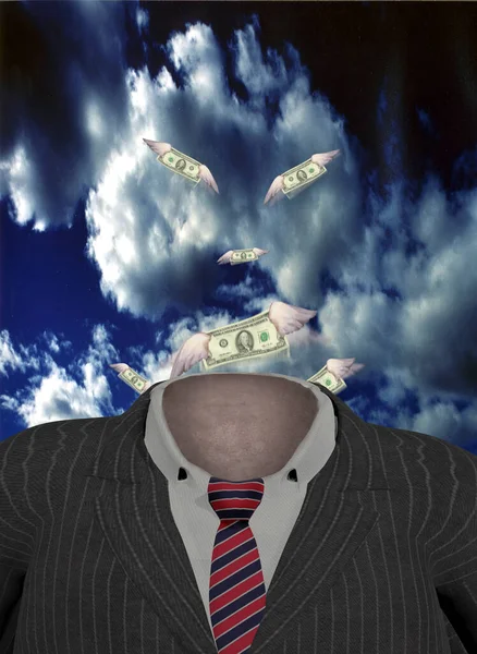 Para Adamı Kanatlı Amerikan Doları Oluşturma — Stok fotoğraf