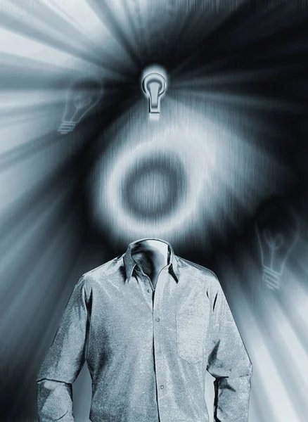 Abstract Thoughts Art Wallpaper Man Light Bulb Idea —  Fotos de Stock