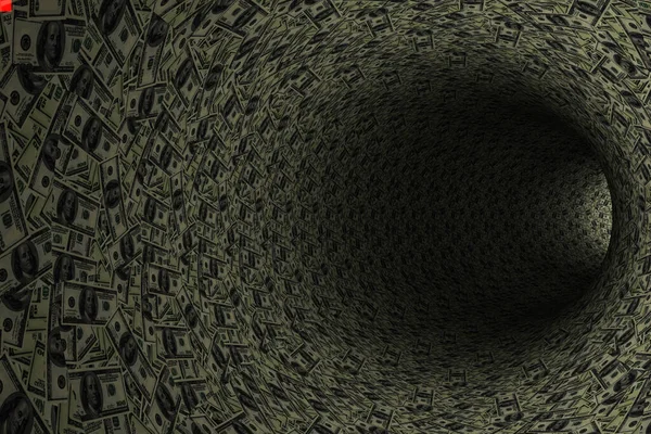 Túnel Abstracto Con Patrones Dólar Renderizado — Foto de Stock