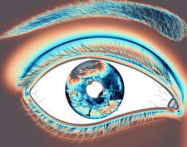 eye lens reflection with green glitter