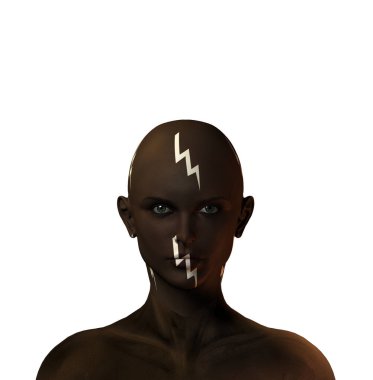 Surreal modern art. 3d render of a female face