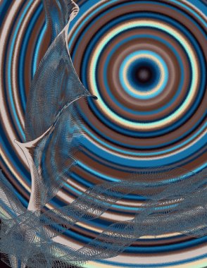 Eşmerkezli daireler çiziyor. Modern dijital sanat.