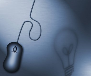 computer mouse with light bulb background