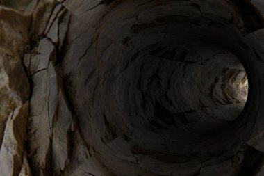 Çatlak tünel duvarı. 3d oluşturma.