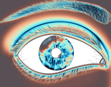eye lens reflection with green glitter
