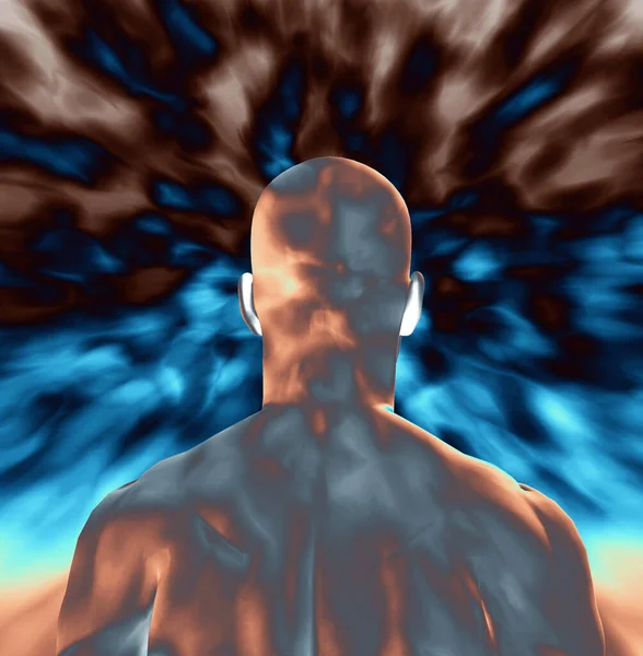 Abstract Background Human Face Rendering Bald Man Face Away — Stock Photo, Image