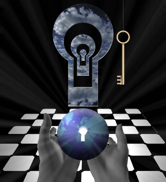 Conceptual Illustration Hands Lock Humanity Rule World Concept — Stockfoto