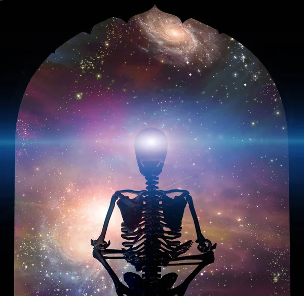 Illustration Eines Fantasie Außerirdischen Mit Totenkopf — Stockfoto