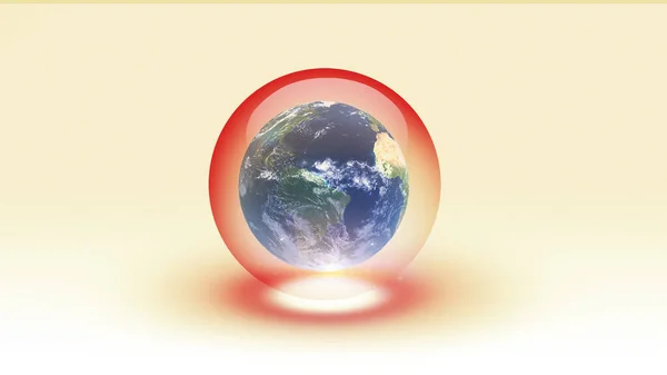 在气泡中的行星地球3D渲染 — 图库照片