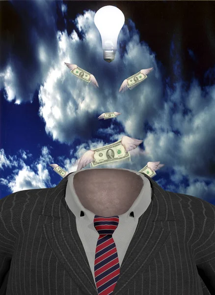 Profit Idea Business Suit Light Bulb Winged Dollars Rendering — Stock Photo, Image