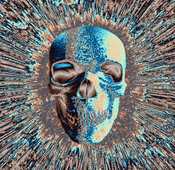 Grungy Απεικόνιση Του Ανθρώπινου Κρανίου Για Φόντο — Φωτογραφία Αρχείου