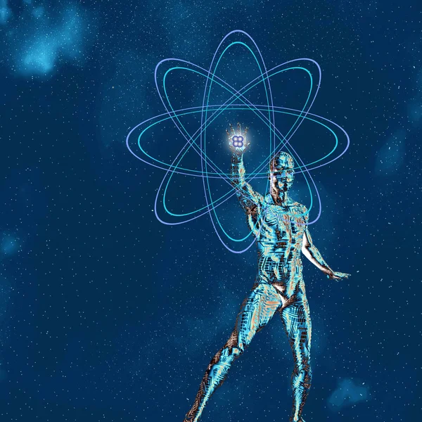 Atomo Concettuale Futuristico Astratto Colore Sfondo — Foto Stock