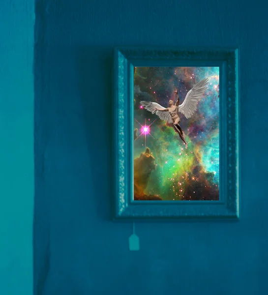 House Window Nebula Galaxy View — Stockfoto