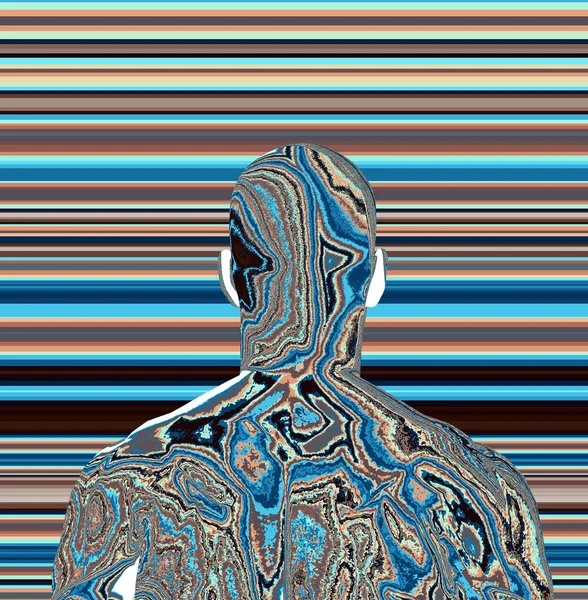 Abstract Background Human Face Rendering Bald Man Face Away — Foto Stock