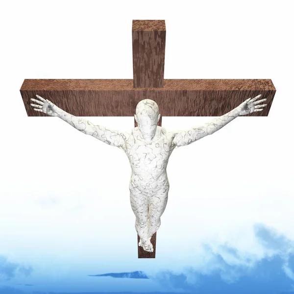 Crucified Cyborg Abstract Background Rendering — Stock Photo, Image