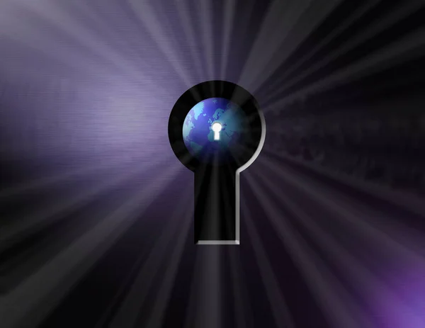 Symbolic Composition Planet Earth Keyhole Rendering — Stock Photo, Image