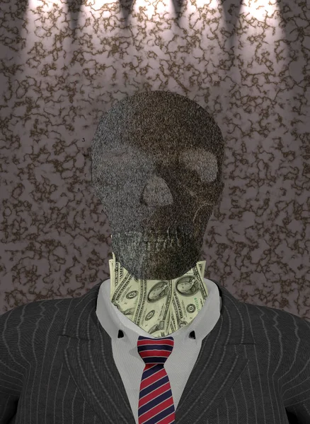 Money Dollars Business Suit Skull Rendering — Stock Photo, Image