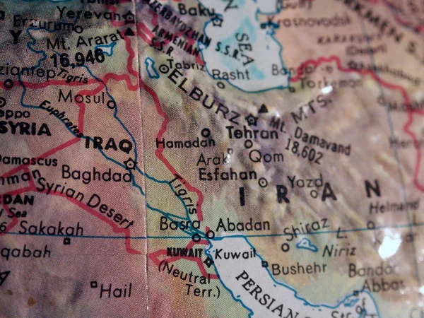 World Map Focusing Iran Iraq — Stock Photo, Image