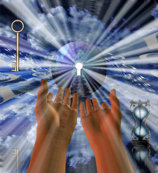 Conceptual Illustration Hands Lock Humanity Rule World Concept — Stockfoto